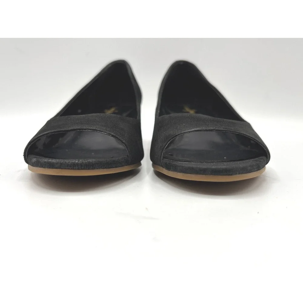 Cole Haan Women's Black Suede Peep Toe Cork Wedge Pumps Classic Dress Shoes